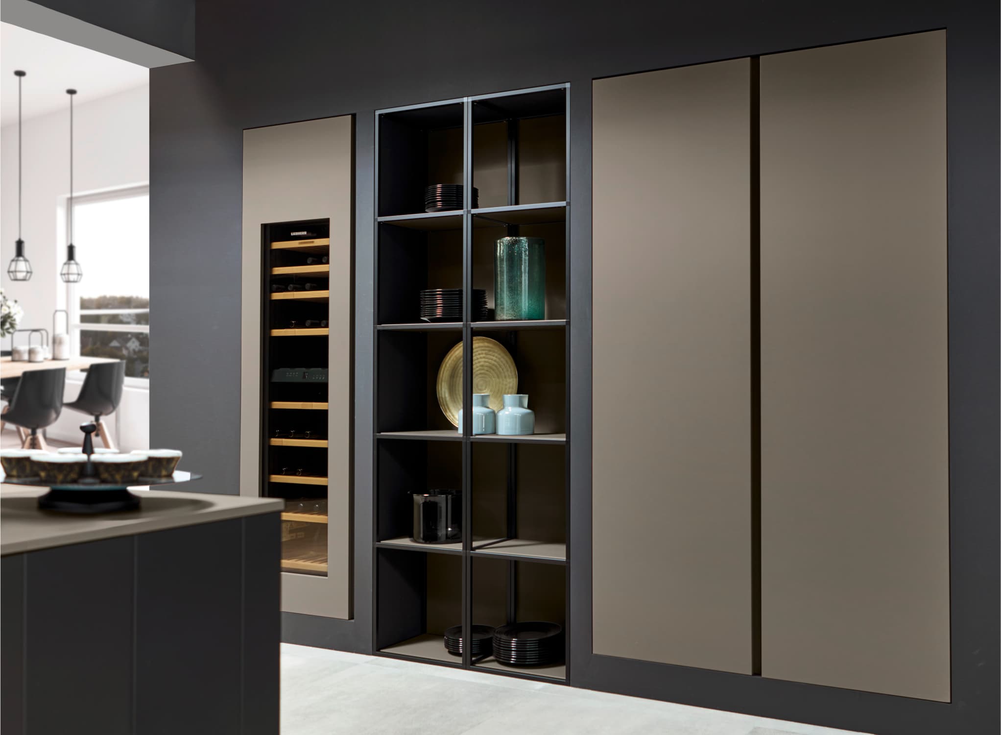 inspiration soft black fenix londra detail kitchen design with wood and marbel island in the middle of the room with lights and elegant design